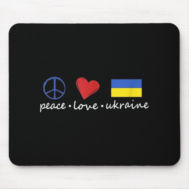 Tapis De Souris Peace Love Stand With Ukraine Support Stop War (Devant)