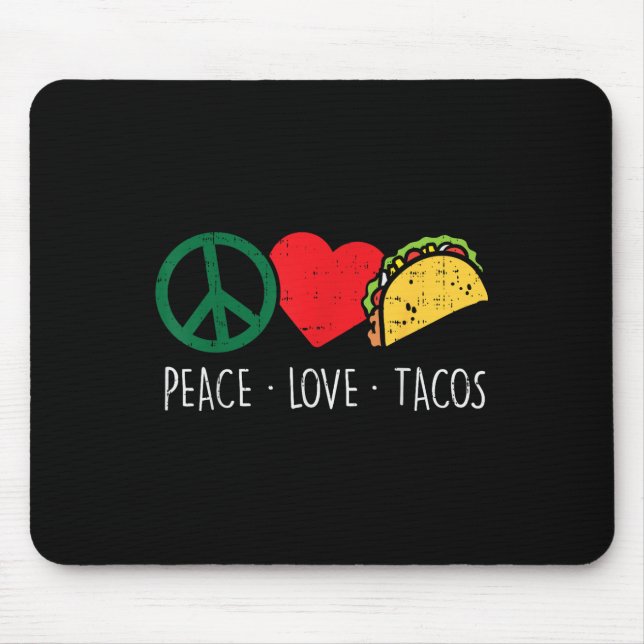 Tapis De Souris Peace Love Tacos Cinco De Mayo Fiesta Mexican Hipp (Devant)