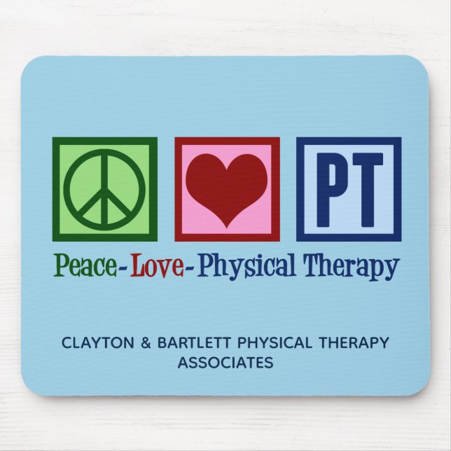 Tapis De Souris Peace Love Thérapie physique Custom PT Office Blue (Devant)