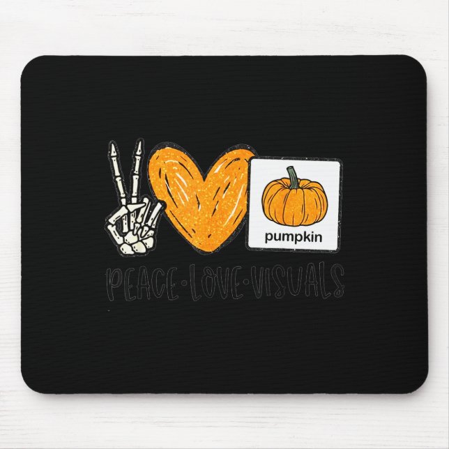 Tapis De Souris Peace Love Visuals Sped Teacher Pumpkin Skeleton H (Devant)