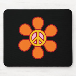 Tapis De Souris Peace Sign Love 60s les années 70 Super Hippie Cos