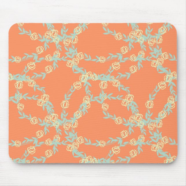 Tapis De Souris Peach Orange Floral Seamless Motif (Devant)
