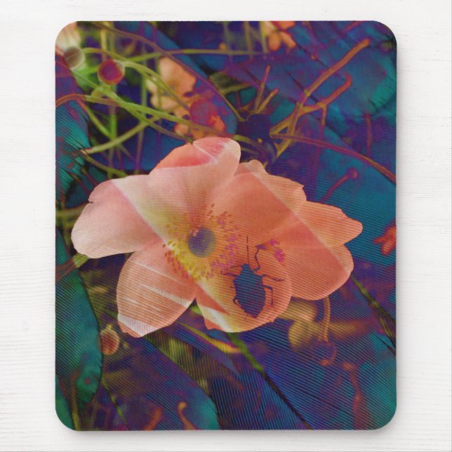 Tapis De Souris Peach turquoise Purple Peach Psychedelic Bug et Wi (Devant)