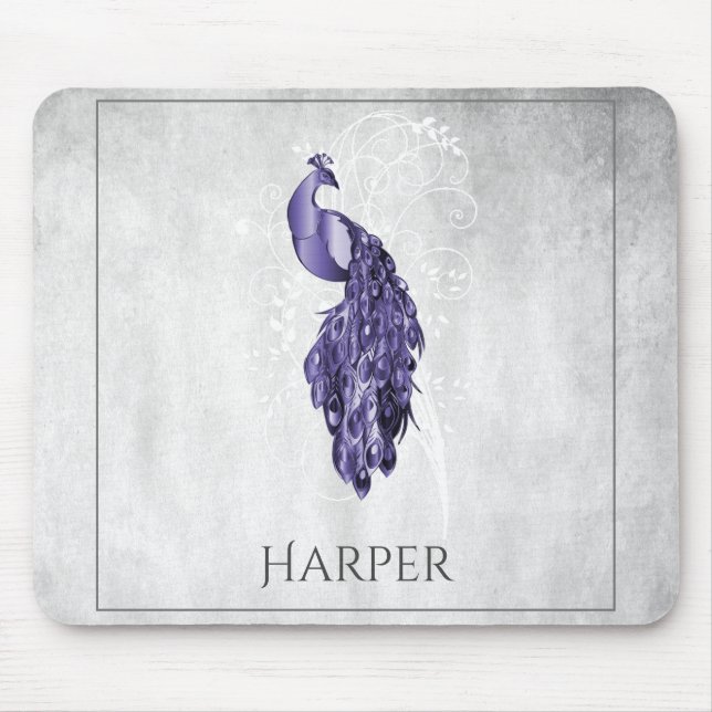Tapis De Souris Peacock violet élégant Panier de souris personnali (Devant)