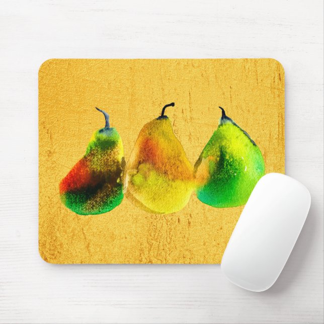 Tapis De Souris Pear aquarelle verte pavé de souris (Avec souris)