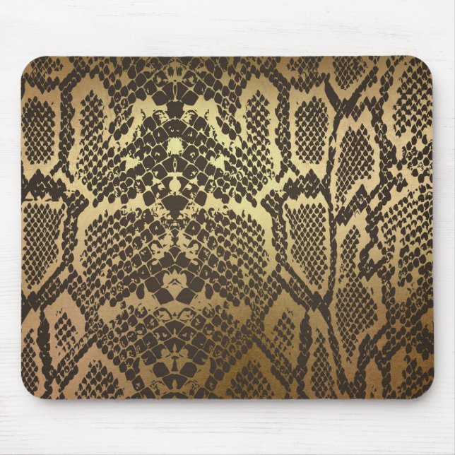 Tapis De Souris Peau de serpent Imprimer Glam Or moderne (Devant)