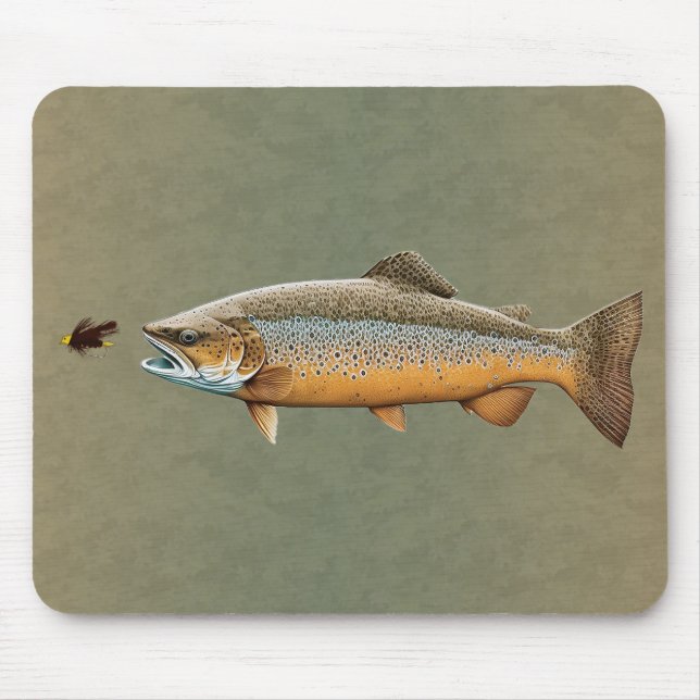 Tapis De Souris Pêche à la mouche truite Brown (Devant)