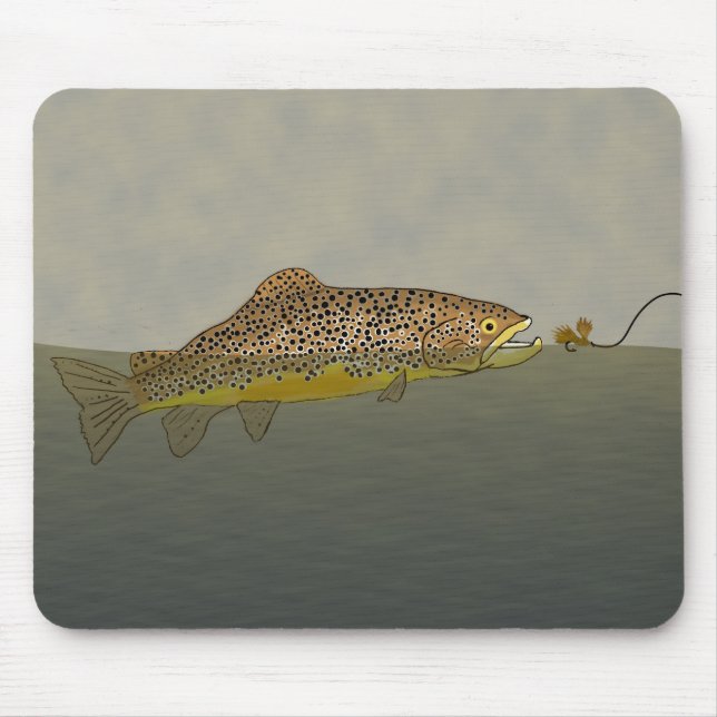 Tapis De Souris Pêche à la mouche truite Brown (Devant)