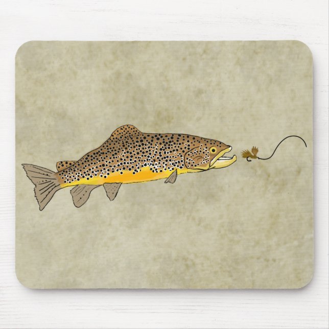 Tapis De Souris Pêche à la mouche truite Brown (Devant)
