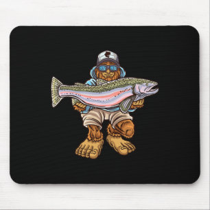 Tapis De Souris Pêche à la truite arc-en-ciel Bigfoot Rivière Trui