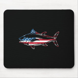 Tapis De Souris Pêche au thon Drapeau américain Thon rouge géant P
