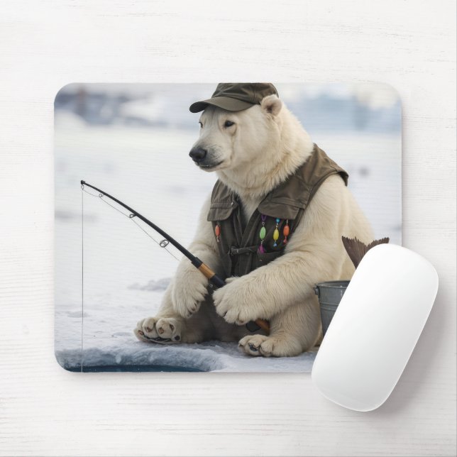 Tapis De Souris Pêche sur glace de l'ours polaire (Avec souris)