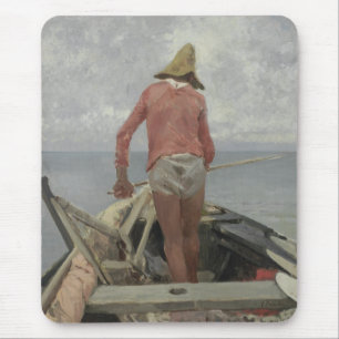 Tapis De Souris Pêcheur dans son bateau (par Vincenzo Caprile)