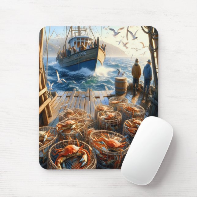 Tapis De Souris Pêcheurs à la Twilight ramassant des crabes (Avec souris)