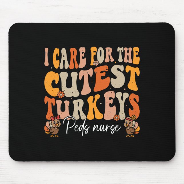 Tapis De Souris Peds Infirmier Thanksgiving Turkeys Cutest Retro F (Devant)