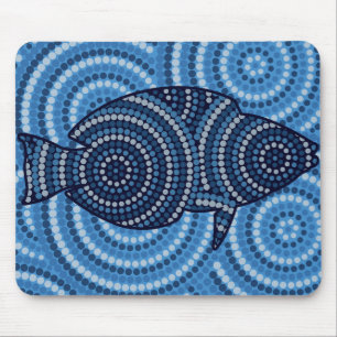 Tapis De Souris Peinture à points de poisson autochtone