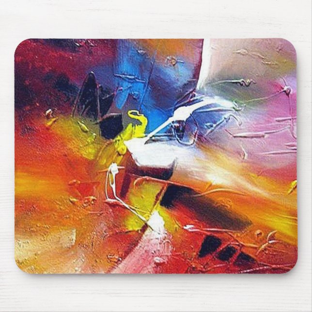 Tapis De Souris Peinture Abstraite Expressionniste moderne Rouge J (Devant)
