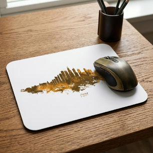 Tapis De Souris Peinture aquarelle de l'horizon de Chicago, paysag