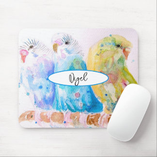 Tapis De Souris Peinture aquarelle Perruche Oiseaux perruches Fant