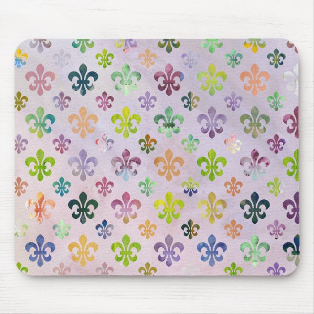 Tapis De Souris Peinture Aquarelle tendance Fleur De Lis Motif (Devant)