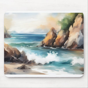 Tapis De Souris Peinture Arrière - plan d'aquarelle Seashore Art D