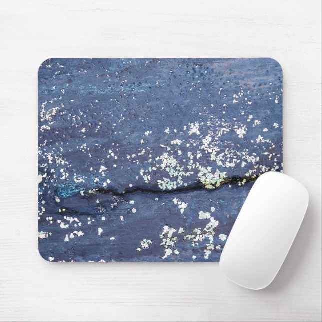Tapis De Souris Peinture bleue patinée Abstraite (Avec souris)