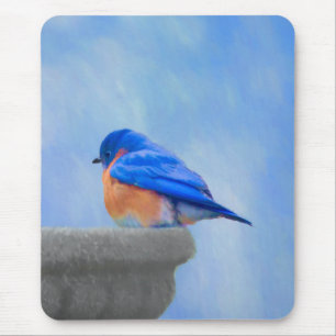 Tapis De Souris Peinture Bluebird - Art original pour oiseaux