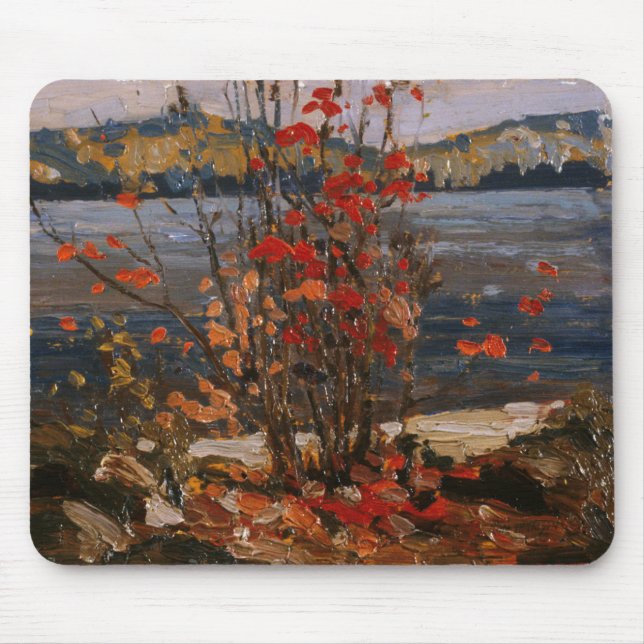 Tapis De Souris Peinture canadienne-lac et arbre rouge par Tom Tho (Devant)