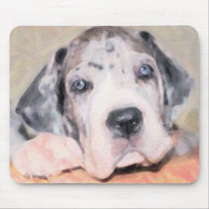 Tapis De Souris Peinture : chiot Dane