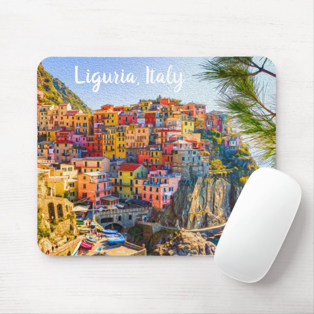 Tapis De Souris Peinture Cinque Terre Ligurie Italie Riviera (Avec souris)