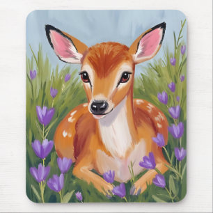 Tapis De Souris Peinture d'animal de faon de cerf bébé