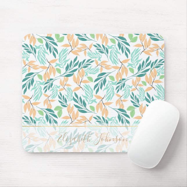 Tapis De Souris Peinture d'aquarelle Turquoise et orange (Avec souris)