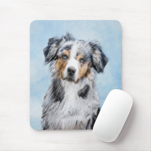 Tapis De Souris Peinture de berger américaine miniature - Chien Ar (Avec souris)