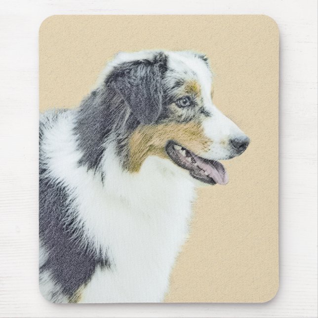 Tapis De Souris Peinture de berger australien - Art original de ch (Devant)
