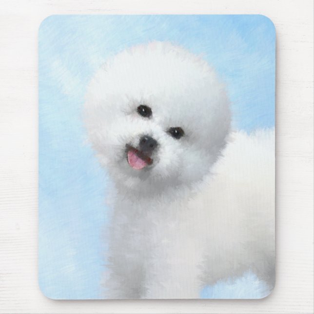 Tapis De Souris Peinture de Bichon Frise - Cute Original Dog Art (Devant)