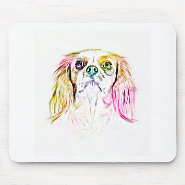 Tapis De Souris Peinture de chien espagnol du roi Charles Cavalier (Devant)