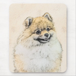 Tapis De Souris Peinture de Pomeranian (Orange) - Art de Chien Ori