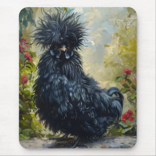 Tapis De Souris Peinture de poulet noir en Silkie