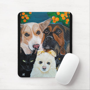 Tapis De Souris Peinture de selfie de l'animal de compagnie par Al