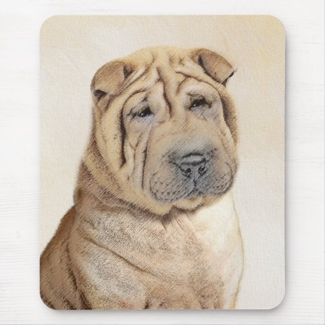 Tapis De Souris Peinture de Shar Pei - Cute Original Dog Art (Devant)