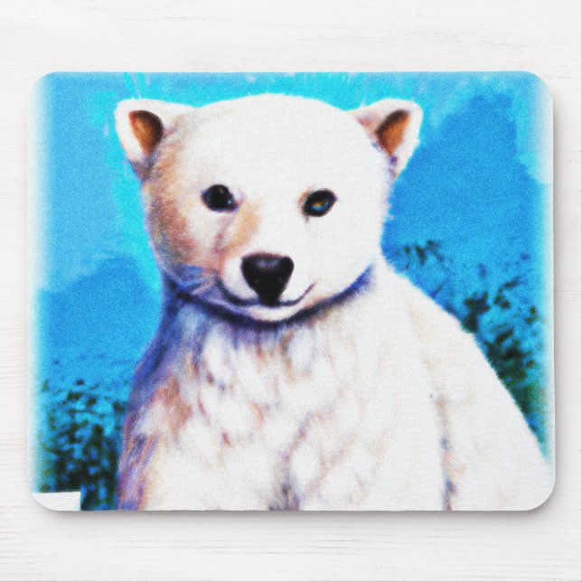Tapis De Souris Peinture étonnante d'un petit ours polaire. Comman (Devant)