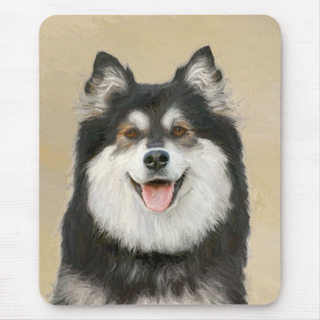 Tapis De Souris Peinture Lapphund Finlandaise - Joli art original  (Devant)