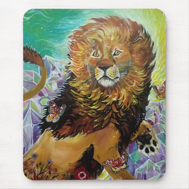 Tapis De Souris Peinture mystique en Lion de Cristal "Nouveaux Mon (Devant)