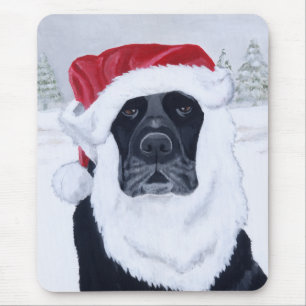 Tapis De Souris Peinture noire de casquette de Père Noël de Noë