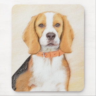 Tapis De Souris Peinture originale de chien limier Beagle, art ani
