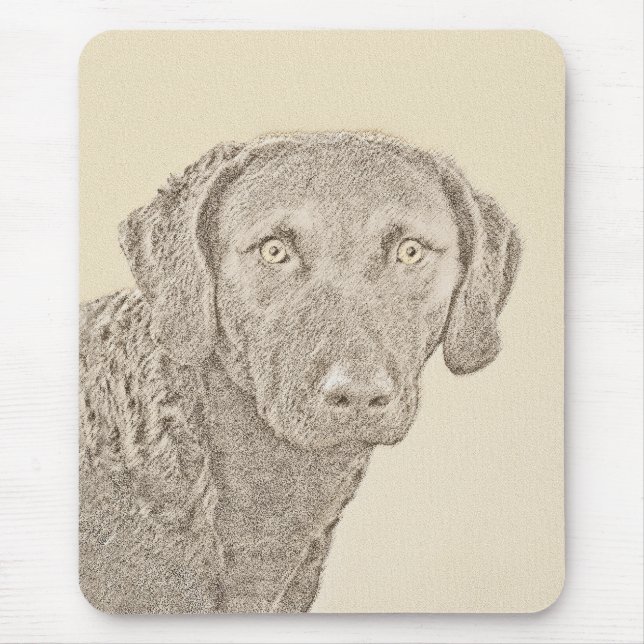 Tapis De Souris Peinture originale de chien par Retriever de Chesa (Devant)