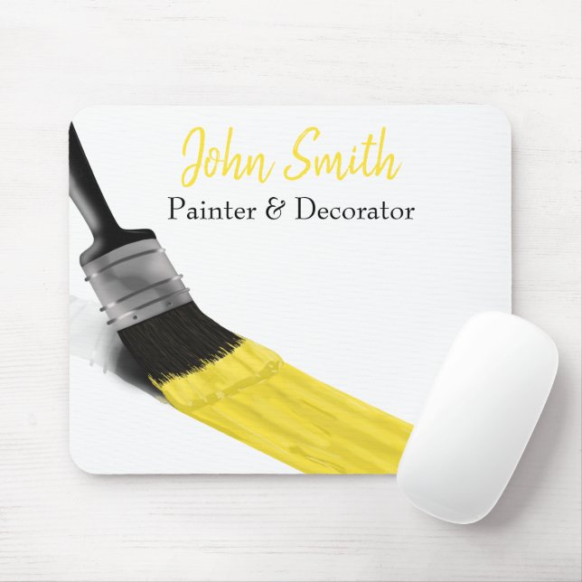 Tapis De Souris Peinture Peintre Service Société Pinceau Jaune (Avec souris)
