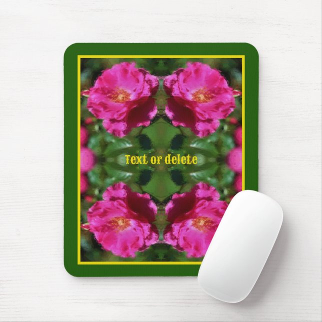 Tapis De Souris Peinture rose rose Fleur Art personnalisé (Avec souris)