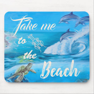 Tapis De Souris Peinture sur la plage et la vie marine