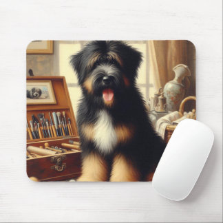 Tapis De Souris Peinture vintage de chien de garde